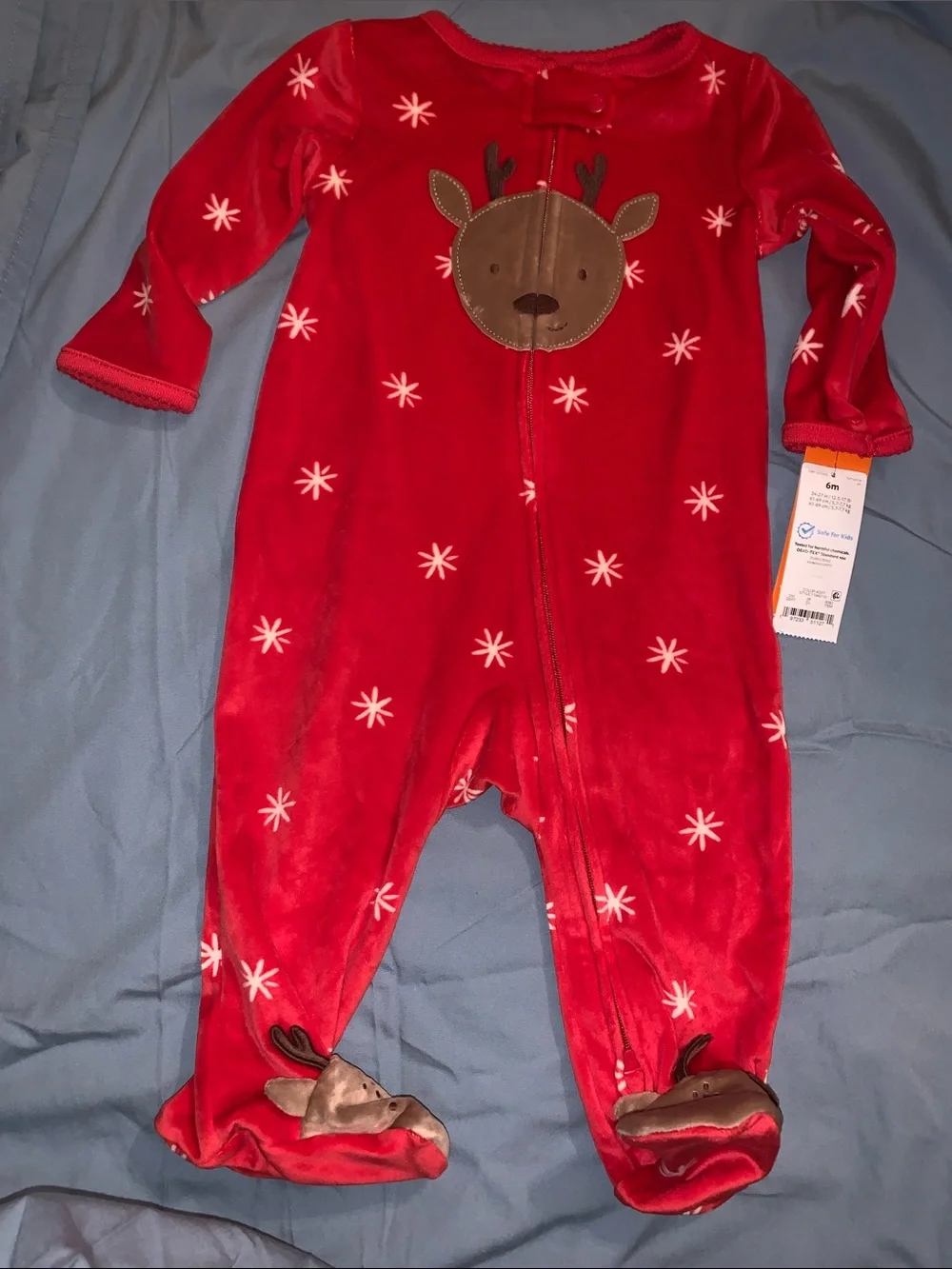 Carter's Red Reindeer Footed One-Piece 6months